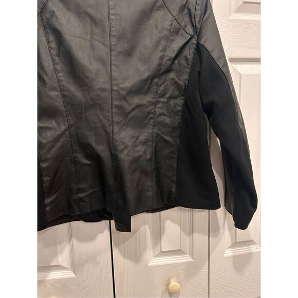 IMAN Black Leather Moto Jacket Size 1X - Picture 6 of 7